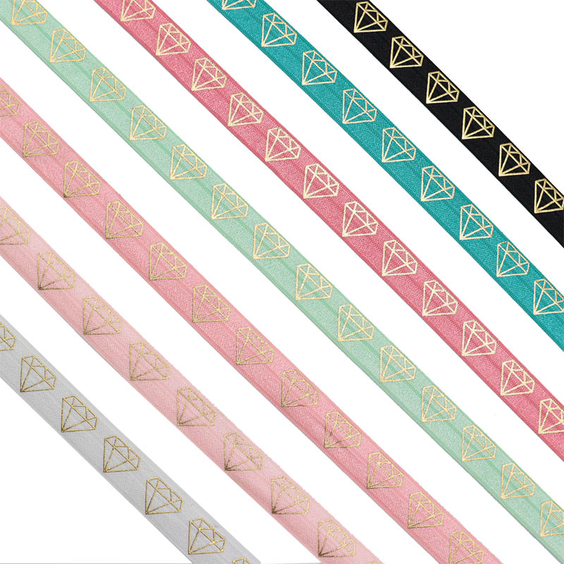 Gold foil fold over elastic ribbon