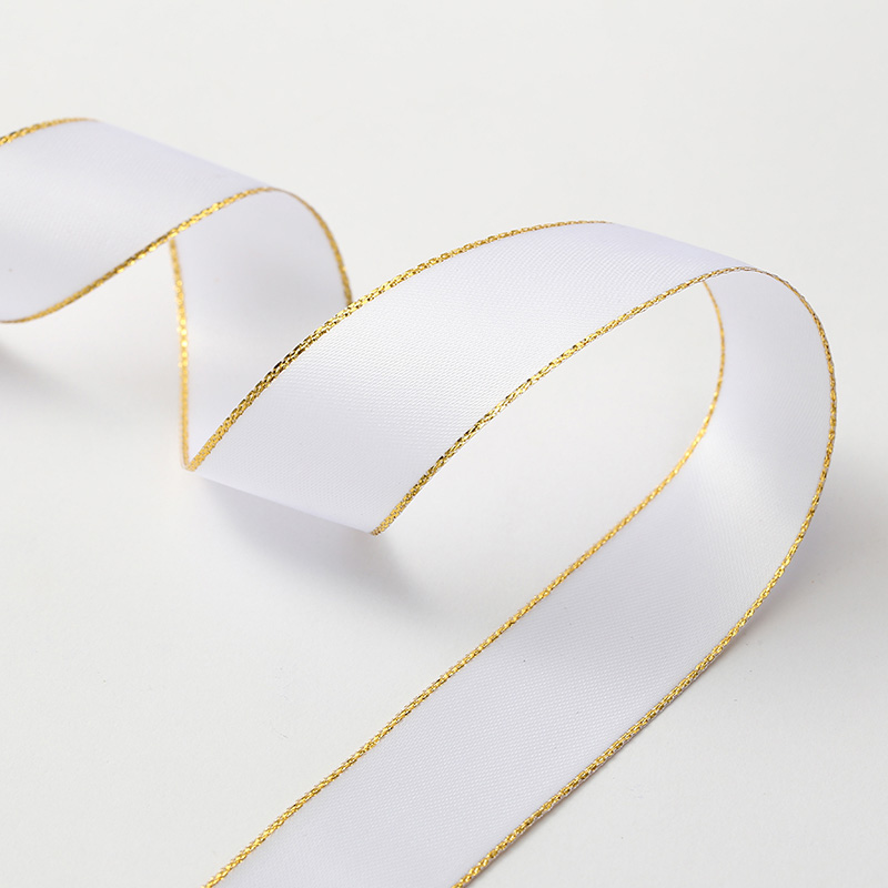 Satin ribbon with gold edge